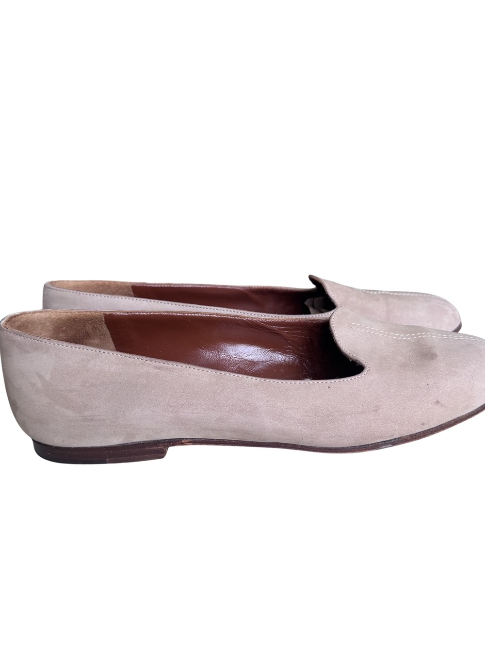 Giorgio Armani Loafers Womens EU 36 US 6 Taupe Suede Leather Flats Made Italy